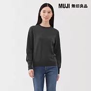 【MUJI 無印良品】女羊毛可水洗高密織圓領針織衫 S 深灰