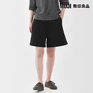 【MUJI 無印良品】女裏毛五分褲 S 黑色