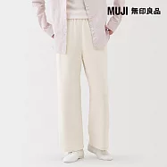 【MUJI 無印良品】女裏毛寬版褲 S 柔白