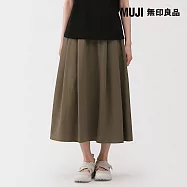 【MUJI 無印良品】女透氣彈性泡泡紗舒適裙 S 卡其綠