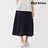 【MUJI 無印良品】女透氣彈性泡泡紗舒適裙 M 深藍