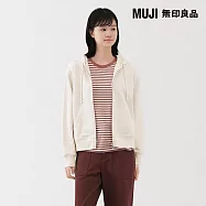 【MUJI 無印良品】女裏毛拉鍊連帽外套 XL 柔白