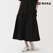 【MUJI 無印良品】女透氣彈性泡泡紗舒適裙 M 黑色