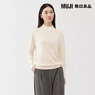 【MUJI 無印良品】女水洗羊毛高密織半高領針織衫 S 柔白