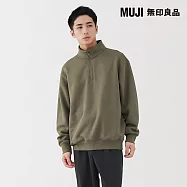 【MUJI 無印良品】男半拉鍊裏毛衫 XL 卡其