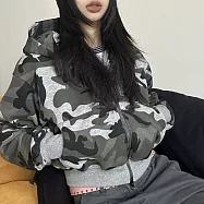 【MsMore】 華棉複合連帽迷彩運動短夾克外套# 126061 L 綠色