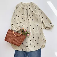 【MsMore】 天然高支棉法式印花襯衫百搭長袖上衣# 126075 2XL 米白色