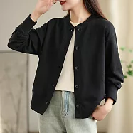 【MsMore】 簡約百搭寬鬆純棉長袖純色紐扣外套# 126076 XL 黑色