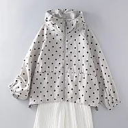 【ACheter】 麻長袖連帽拉鍊波點寬鬆外套# 126090 XL 黑色