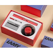 LAMY SAFARI 狩獵者系列 日不落紅 50ML鋼筆墨水禮盒 筆尖-EF 日不落紅