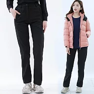 【遊遍天下】女款防水顯瘦防風保暖軟殼刷毛褲長褲雪褲(GP2016) L 黑色