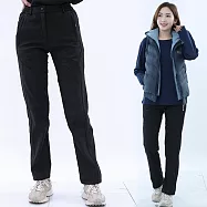 【遊遍天下】女款防水顯瘦防風保暖軟殼刷毛褲長褲雪褲(GP2016) 3XL 黑色