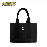【日本正版授權】史努比 帆布 多功能手提袋 Snoopy/PEANUTS - 黑色款
