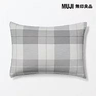 【MUJI 無印良品】棉法蘭絨枕套/50/ 灰格紋