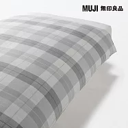 【MUJI 無印良品】棉法蘭絨被套/S/單人/ 灰格紋