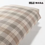 【MUJI 無印良品】棉法蘭絨被套/S/單人/ 米色格紋