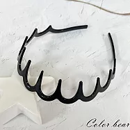 【卡樂熊】基本亮面高顱頂齒梳造型髮箍- 亮面黑色