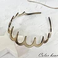 【卡樂熊】基本亮面高顱頂齒梳造型髮箍- 亮面黑咖色