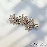 【卡樂熊】韓系綻花縈枝造型彈簧夾/髮夾- 粉色