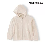 【MUJI 無印良品】兒童裏毛拉鍊連帽外套 110 淺米