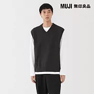 【MUJI 無印良品】男可水洗米蘭諾螺紋背心 S 深灰