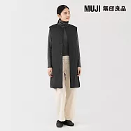 【MUJI 無印良品】女輕量羽絨可攜式無領長版背心 S 黑色