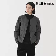 【MUJI 無印良品】男輕量羽絨可攜式無領外套 XL 深灰
