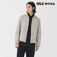 【MUJI 無印良品】男輕量羽絨可攜式立領外套 S 灰銀
