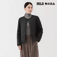 【MUJI 無印良品】女輕量羽絨可攜式無領外套 S 黑色