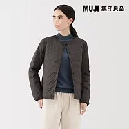 【MUJI 無印良品】女輕量羽絨可攜式無領外套 L 深棕