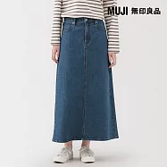 【MUJI 無印良品】女彈性丹寧A字裙 S 藍色