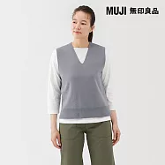 【MUJI 無印良品】女可水洗米蘭諾羅紋背心 S 淺灰