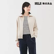 【MUJI 無印良品】女可水洗米蘭諾螺紋外套 S 柔白