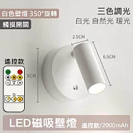 【美好家 Mehome】LED磁吸壁燈 吸頂投射燈(USB充電) 遙控款/白三色燈