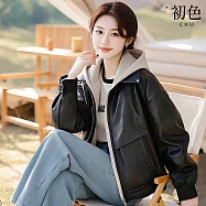 【初色】通勤風純色抗溫差修身長袖中長款風衣外套女外套-8款任選-15667(M-2XL可選) 2XL H.黑色