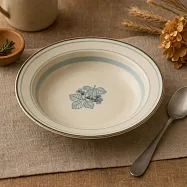 【日本Aito製作所】美濃燒|窯燒釉葉 陶瓷深盤21.4cm ‧ 灰藍