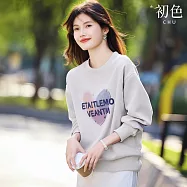 【初色】韓系假兩件氣質減齡長袖大學T衛衣上衣女上衣-12款任選-15482(M-2XL可選) L C.米色