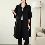 【MsMore】 寬鬆大碼慵懶風長款襯衫外套上衣# 126003 FREE 黑色