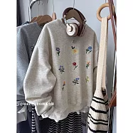 【MsMore】 華棉圓領雛菊印花T長袖上衣# 126148 2XL 白色