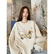 【MsMore】 華棉圓領T圓點狗狗印花長袖上衣# 126150 M 白色