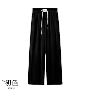 【初色】休閒寬鬆純色百搭顯瘦天絲長褲闊腿褲牛仔褲-8款任選-11184(M-3XL可選) 3XL H.黑色