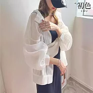 【初色】簡約風時尚輕薄透氣遮陽純色連帽長袖防曬外套女外套-共7色-15425(F可選) F 白色