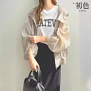 【初色】簡約風時尚輕薄透氣遮陽純色連帽長袖防曬外套女外套-共7色-15425(F可選) F 卡其色