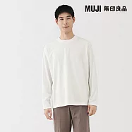 【MUJI 無印良品】男起毛圓領長袖T恤 S 白色