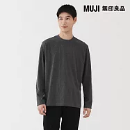 【MUJI 無印良品】男起毛圓領長袖T恤 M 墨灰