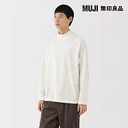 【MUJI 無印良品】男起毛半高領長袖T恤 S 白色