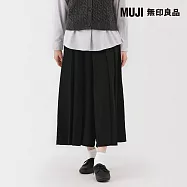 【MUJI 無印良品】女起毛日式和服寬襬褲 M 黑色