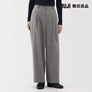 【MUJI 無印良品】女縱橫彈性起毛打褶寬版褲 S 灰色