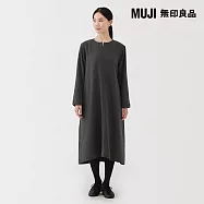 【MUJI 無印良品】女起毛長袖洋裝 S 深灰