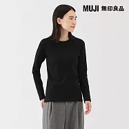 【MUJI 無印良品】女起毛針織圓領長袖T恤 M 黑色